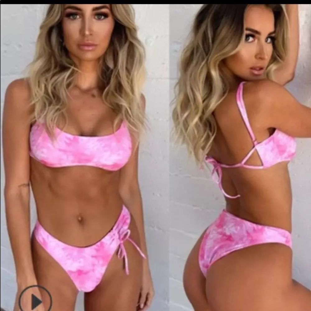 Sexy Tye Dye 2-Piece Pink Bikini W/Pads